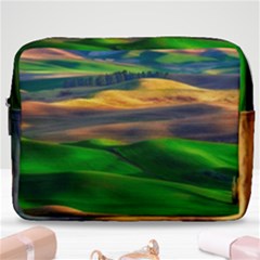 Grassland Nature Palouse Green Field Hill Sky Butte Make Up Pouch (large) by Bakwanart