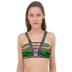 Grassland Nature Palouse Green Field Hill Sky Butte Cage Up Bikini Top by Bakwanart