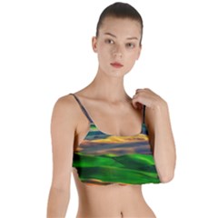 Grassland Nature Palouse Green Field Hill Sky Butte Layered Top Bikini Top  by Bakwanart