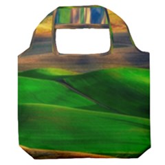 Grassland Nature Palouse Green Field Hill Sky Butte Premium Foldable Grocery Recycle Bag