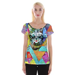 Kitten Cat Pet Animal Adorable Fluffy Cute Kitty Cap Sleeve Top by 99art