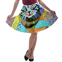 Kitten Cat Pet Animal Adorable Fluffy Cute Kitty A-line Skater Skirt by 99art