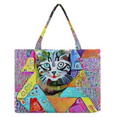 Kitten Cat Pet Animal Adorable Fluffy Cute Kitty Zipper Medium Tote Bag by 99art