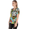 Kitten Cat Pet Animal Adorable Fluffy Cute Kitty Women s V-Neck Scrub Top View2