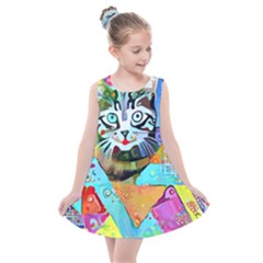 Kitten Cat Pet Animal Adorable Fluffy Cute Kitty Kids  Summer Dress by 99art