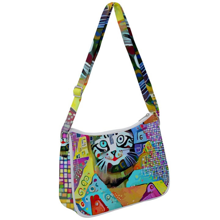 Kitten Cat Pet Animal Adorable Fluffy Cute Kitty Zip Up Shoulder Bag