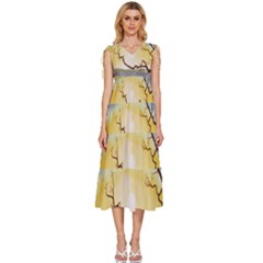 1 (202) V-neck Drawstring Shoulder Sleeveless Maxi Dress