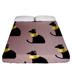 Cat Egyptian Ancient Statue Egypt Culture Animals Fitted Sheet (king Size) by 99art