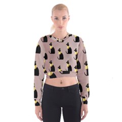 Cat Egyptian Ancient Statue Egypt Culture Animals Cropped Sweatshirt