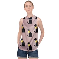 Cat Egyptian Ancient Statue Egypt Culture Animals High Neck Satin Top by 99art