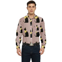 Cat Egyptian Ancient Statue Egypt Culture Animals Men s Long Sleeve Pocket Shirt  by 99art