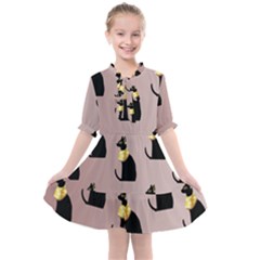 Cat Egyptian Ancient Statue Egypt Culture Animals Kids  All Frills Chiffon Dress by 99art