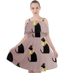 Cat Egyptian Ancient Statue Egypt Culture Animals Cut Out Shoulders Chiffon Dress by 99art