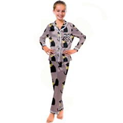 Cat Egyptian Ancient Statue Egypt Culture Animals Kids  Satin Long Sleeve Pajamas Set