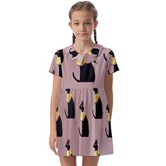 Cat Egyptian Ancient Statue Egypt Culture Animals Kids  Asymmetric Collar Dress by 99art