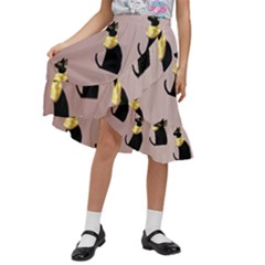 Cat Egyptian Ancient Statue Egypt Culture Animals Kids  Ruffle Flared Wrap Midi Skirt