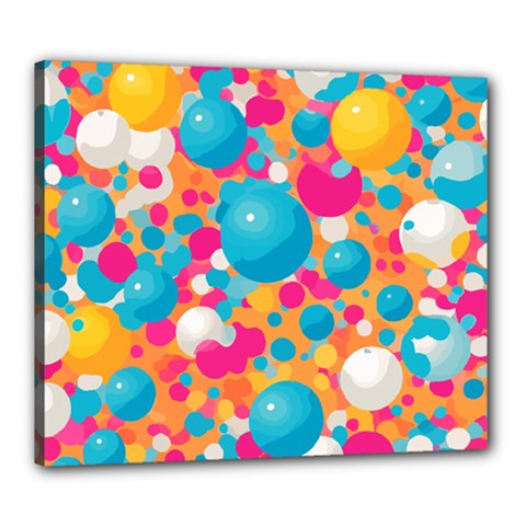 Circles Art Seamless Repeat Bright Colors Colorful Canvas 24  X 20  (stretched) by 99art