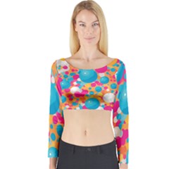 Circles Art Seamless Repeat Bright Colors Colorful Long Sleeve Crop Top by 99art