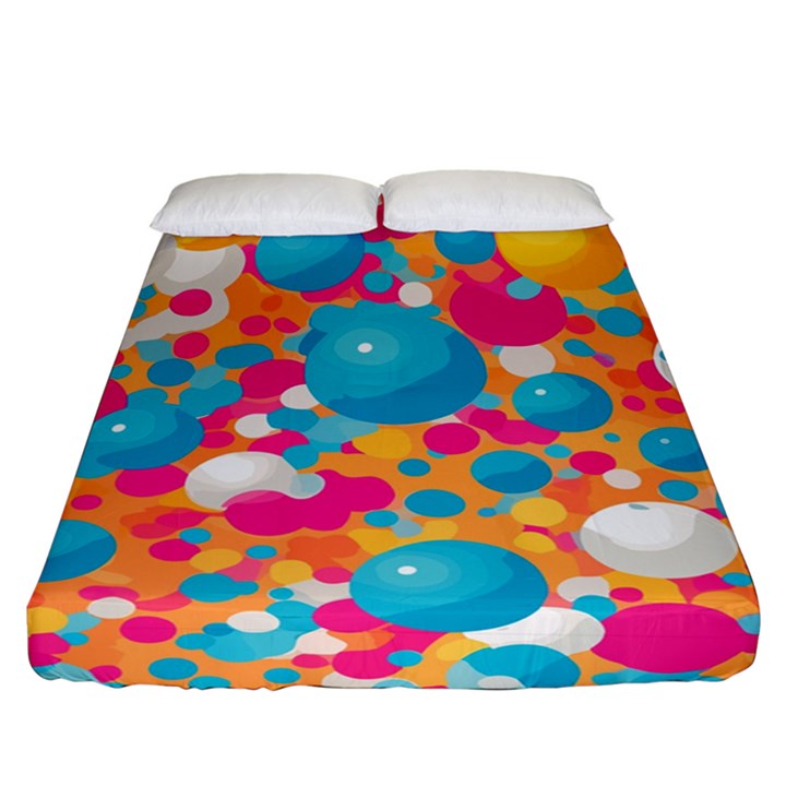 Circles Art Seamless Repeat Bright Colors Colorful Fitted Sheet (California King Size)