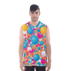 Circles Art Seamless Repeat Bright Colors Colorful Men s Basketball Tank Top by 99art