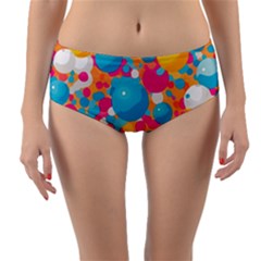 Circles Art Seamless Repeat Bright Colors Colorful Reversible Mid-waist Bikini Bottoms by 99art