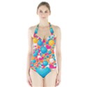 Circles Art Seamless Repeat Bright Colors Colorful Halter Swimsuit View1