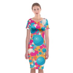 Circles Art Seamless Repeat Bright Colors Colorful Classic Short Sleeve Midi Dress by 99art