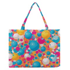 Circles Art Seamless Repeat Bright Colors Colorful Zipper Medium Tote Bag by 99art