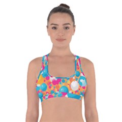 Circles Art Seamless Repeat Bright Colors Colorful Cross Back Sports Bra by 99art