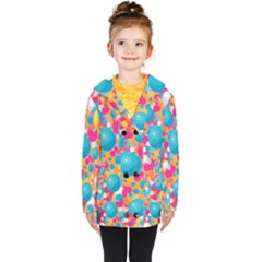 Circles Art Seamless Repeat Bright Colors Colorful Kids  Double Breasted Button Coat by 99art