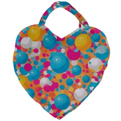 Circles Art Seamless Repeat Bright Colors Colorful Giant Heart Shaped Tote by 99art