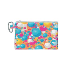 Circles Art Seamless Repeat Bright Colors Colorful Canvas Cosmetic Bag (small)