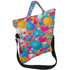 Circles Art Seamless Repeat Bright Colors Colorful Fold Over Handle Tote Bag by 99art