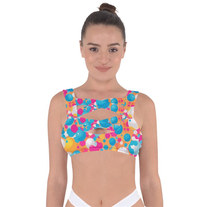 Circles Art Seamless Repeat Bright Colors Colorful Bandaged Up Bikini Top