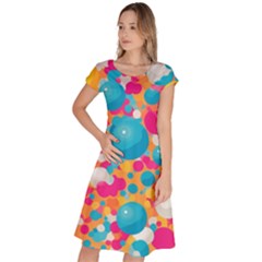 Circles Art Seamless Repeat Bright Colors Colorful Classic Short Sleeve Dress by 99art