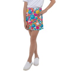 Circles Art Seamless Repeat Bright Colors Colorful Kids  Tennis Skirt by 99art