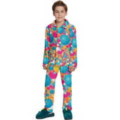 Circles Art Seamless Repeat Bright Colors Colorful Kids  Long Sleeve Velvet Pajamas Set by 99art