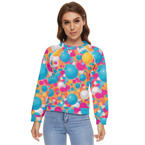 Circles Art Seamless Repeat Bright Colors Colorful Women s Long Sleeve Raglan Tee by 99art