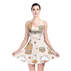 Bear Cartoon Background Pattern Seamless Animal Reversible Skater Dress by 99art