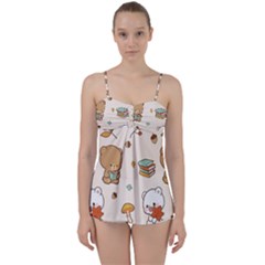 Bear Cartoon Background Pattern Seamless Animal Babydoll Tankini Set by 99art