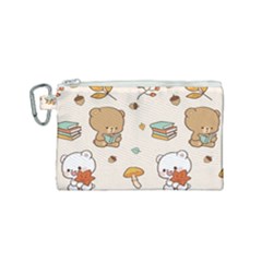 Bear Cartoon Background Pattern Seamless Animal Canvas Cosmetic Bag (small) by 99art