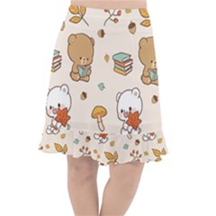 Bear Cartoon Background Pattern Seamless Animal Fishtail Chiffon Skirt by 99art