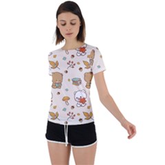 Bear Cartoon Background Pattern Seamless Animal Back Circle Cutout Sports Tee by 99art