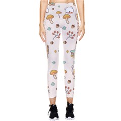 Bear Cartoon Background Pattern Seamless Animal Pocket Leggings  by 99art