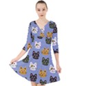 Cat Cat Background Animals Little Cat Pets Kittens Quarter Sleeve Front Wrap Dress View1