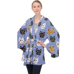 Cat Cat Background Animals Little Cat Pets Kittens Long Sleeve Velvet Kimono  by 99art