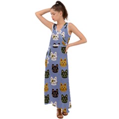 Cat Cat Background Animals Little Cat Pets Kittens V-neck Chiffon Maxi Dress by 99art