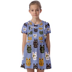 Cat Cat Background Animals Little Cat Pets Kittens Kids  Short Sleeve Pinafore Style Dress by 99art