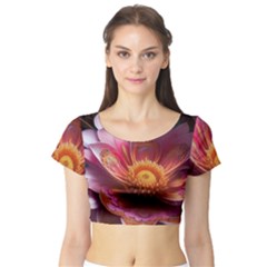 Pink Flowers Petals Blossoms Blooms Art Short Sleeve Crop Top by 99art