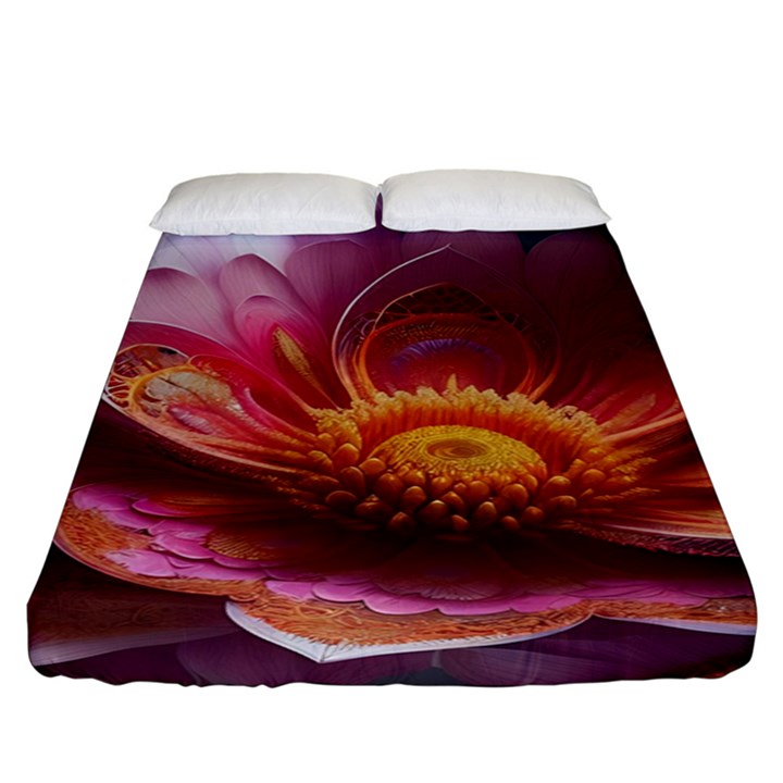 Pink Flowers Petals Blossoms Blooms Art Fitted Sheet (King Size)